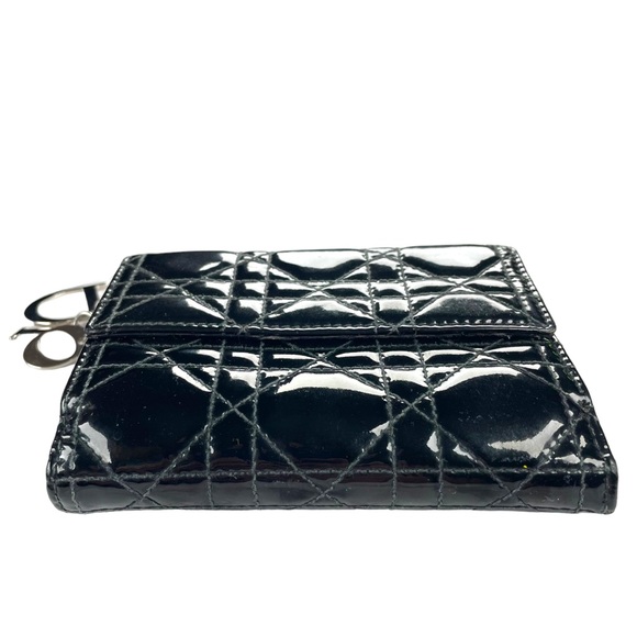 Dior Bags Dior Black Cannage Patent Leather French Compact Leather